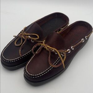 L.L. Bean Brown Leather Women's Camp Slides, Size 8M